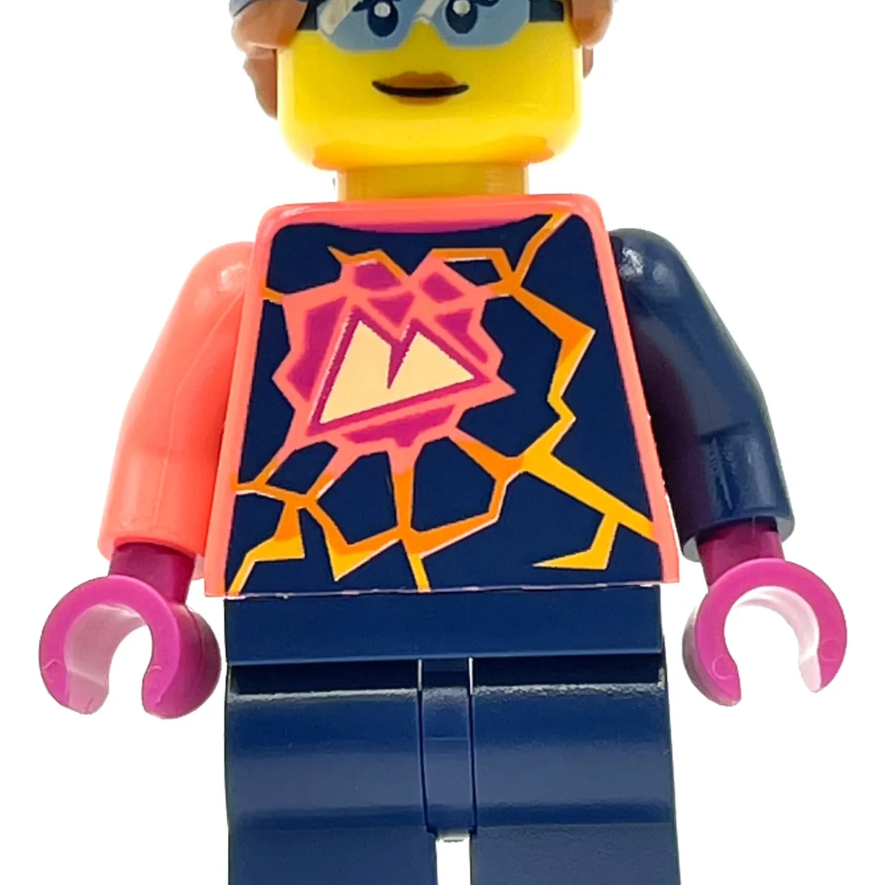 Coral Torso, Dark Blue Legs, Dark Blue Cap, Dark Orange Hair