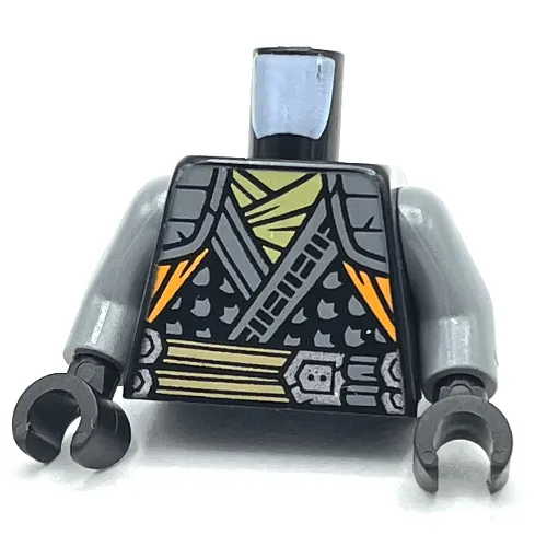 Torso Robe, Light Bluish Grey Trim, Tan Belt/Straps print, Light Bluish Gray Arms, Black Hands