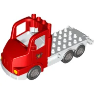 Duplo Truck Large Cab with White 4 x 8 Flatbed Plate and Fire Logo Print