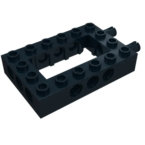 Technic Brick 4 x 6 with 2 x 4 Opening, 2 Fixed Rotatable Friction Pins on End