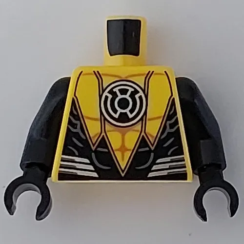 Torso Muscles, Yellow Lantern Logo Print, Black Arms and Hands