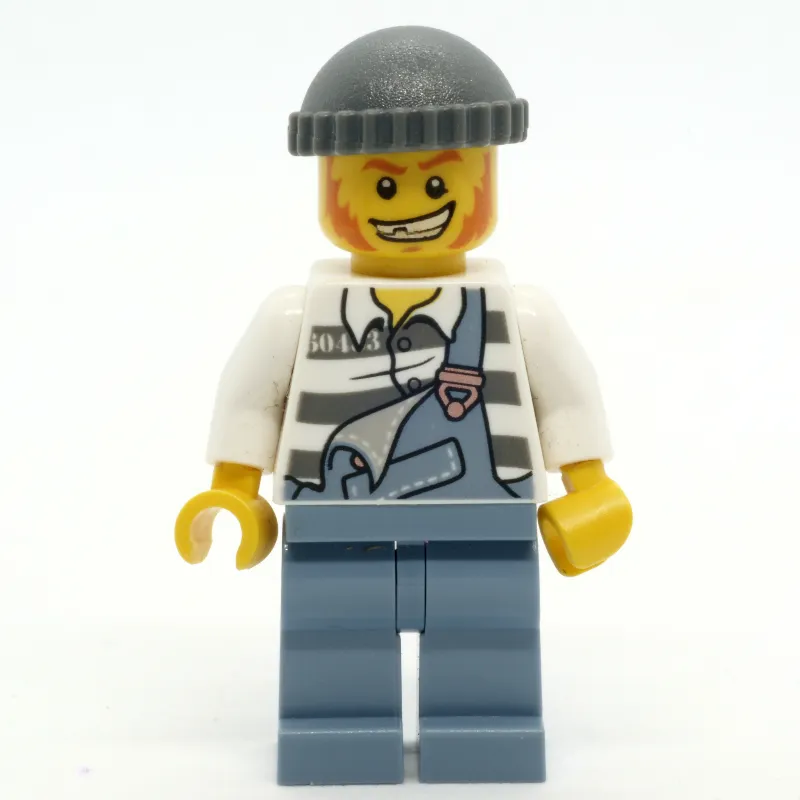 Criminal, Overalls over Prison Shirt, Dark Bluish Gray Hat