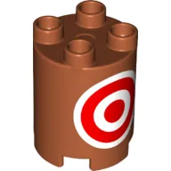 Duplo Brick Round 2 x 2 x 2 with Red and White Target Print