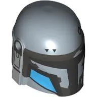 Helmet Mandalorian with Holes and Black Visor, Dark Bluish Grey/Medium Azure Markings print