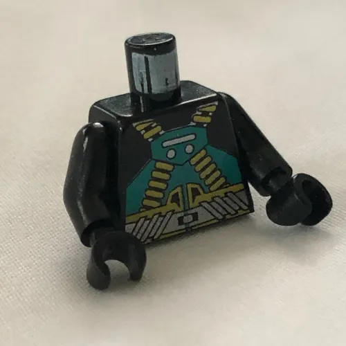 Torso Aquaraider Dark Turquoise and Gold Crossed Belts Print, Black Arms and Hands