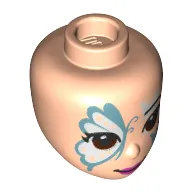 Minidoll Head Glitter Blue/White Butterfly print