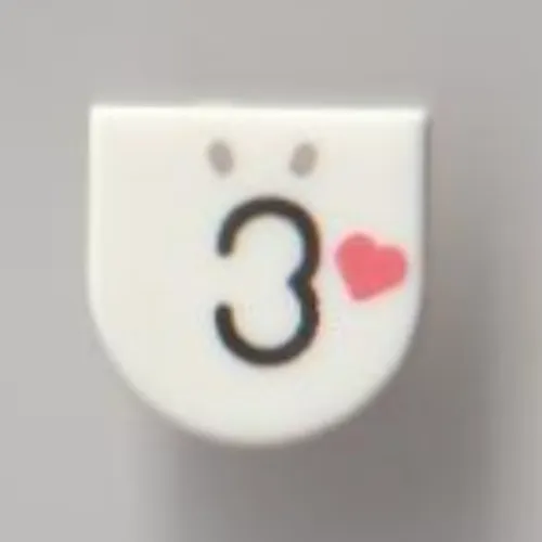 Tile Round 1 x 1 Half Circle with 3/Ear, Heart, Kissy Face Print