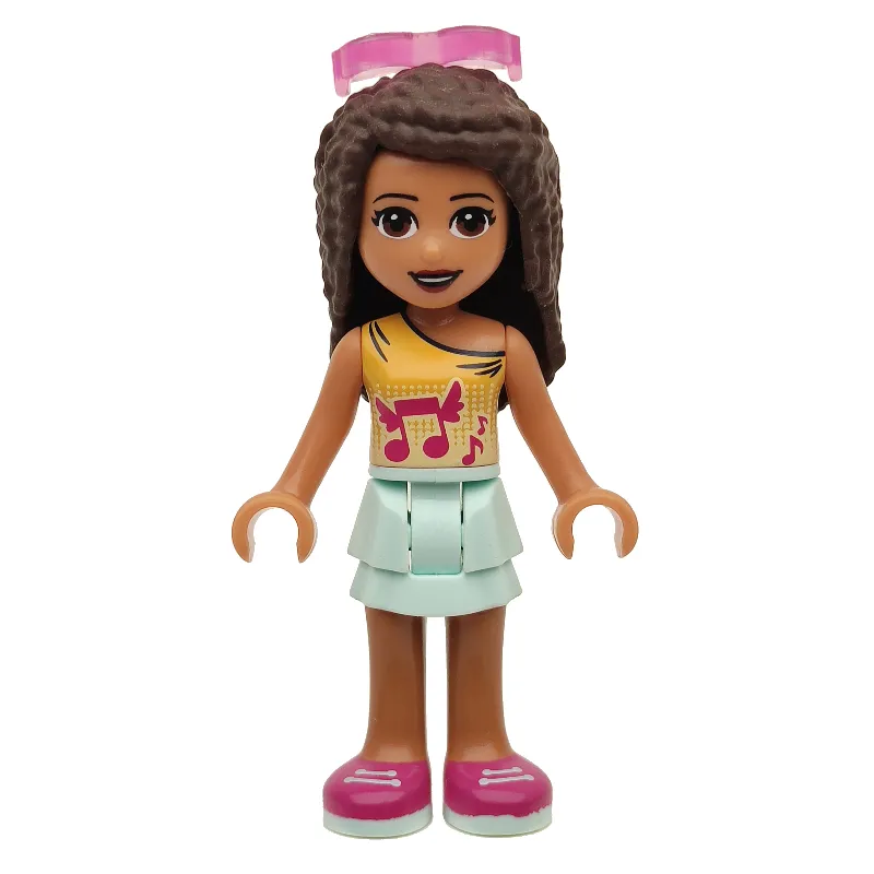 Andrea - Bright Light Orange Top, Light Aqua Skirt, Sunglasses