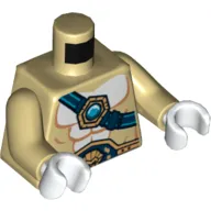 Torso Bare Chest with Body Lines, Dark Blue Belt and Chi Orb Print, Tan Arms, White Hands