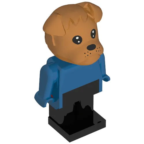 Fabuland Figure Bertie Bulldog with Brown Head, Blue Torso, Arms and Hands, and Black Legs