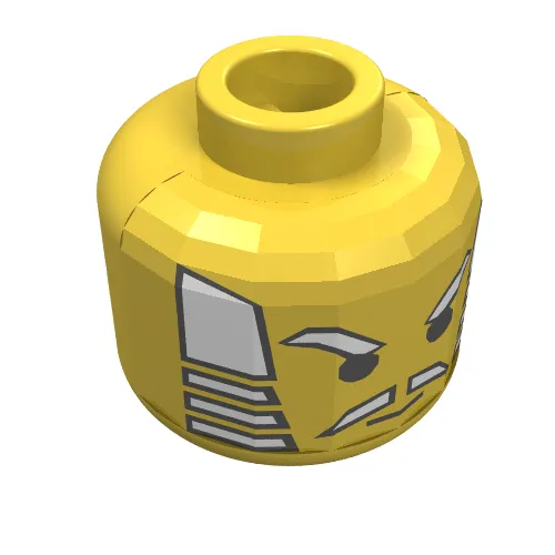 Minifig Head Ninja, White Hair, Eyebrows, and Moustache Print [Blocked Open Stud]