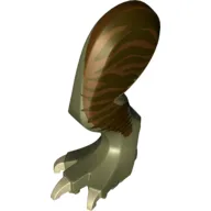 Animal Body Part, Dinosaur, Tyrannosaurus Rex Leg, Left, with Pin, Tan Claws and Dark Brown Stripes on Reddish Brown Print