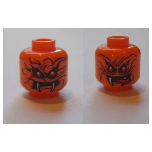 Minifig Head Commander Blunck, Red Eyes, White Fangs, Neutral / Red Pointed Tongue Out Print [Hollow Stud]