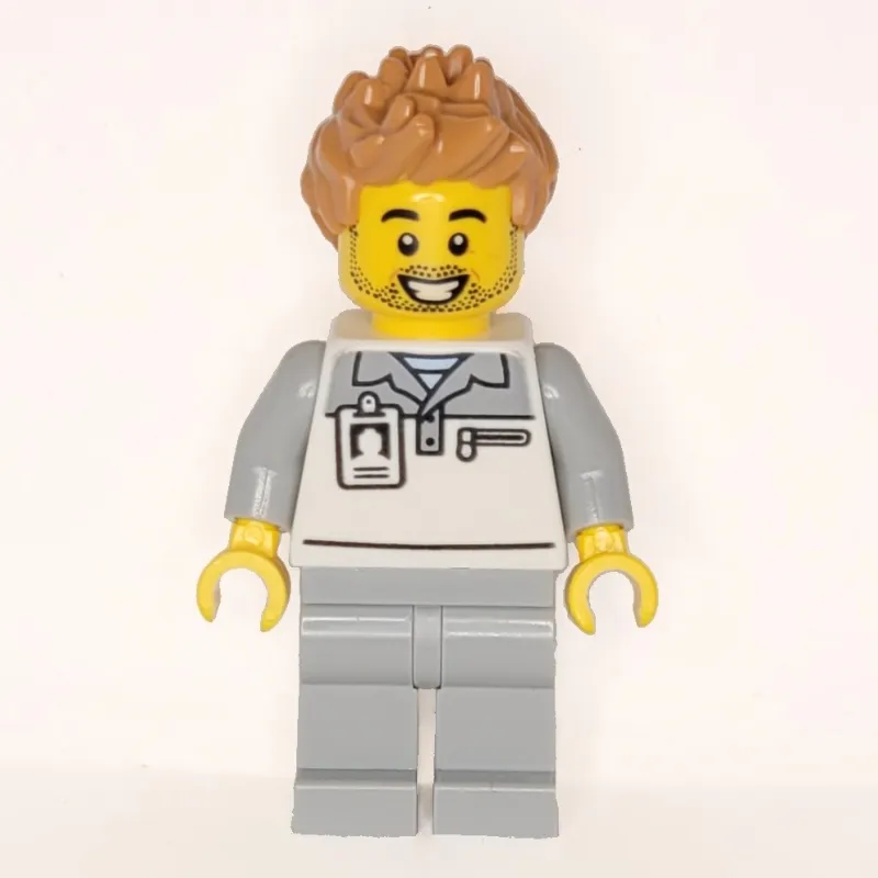 Garage Worker, White/Light Bluish Grey Suit, Medium Nougat Hair