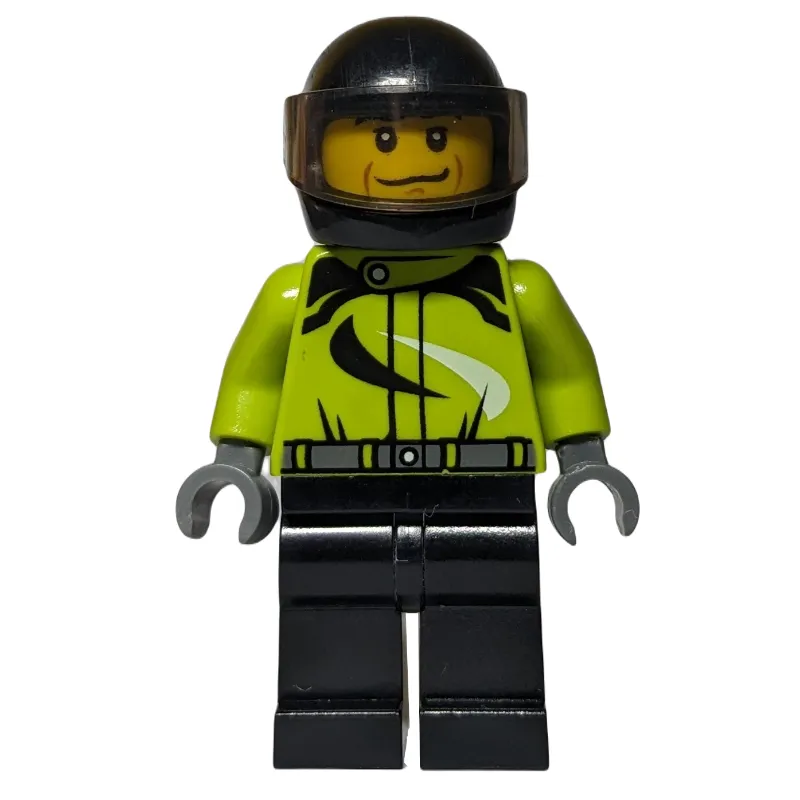 Racer, Lime and Black Jumpsuit, Black Helmet with Visor