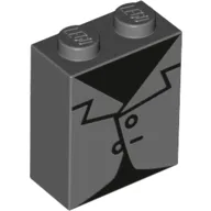 Brick 1 x 2 x 2 with Black Tuxedo print