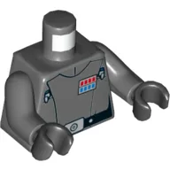 Torso Jacket, Rank Badge, Black Belt with Silver Buckle Print (Imperial Officer), Dark Bluish Gray Arms, Black Hands