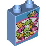 Duplo Brick 1 x 2 x 2 with Candy Print