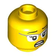 Minifig Head Gayle Gossip, Glasses, Open Mouth / Worried Print