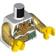 Torso, Gold Chest Armor, Red Jewels, White Straps, Dark Turquoise Belt Print, Pearl Gold Arms, Yellow Hands