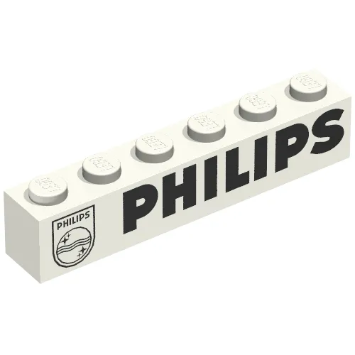 Brick 1 x 6 with 'PHILIPS' Print