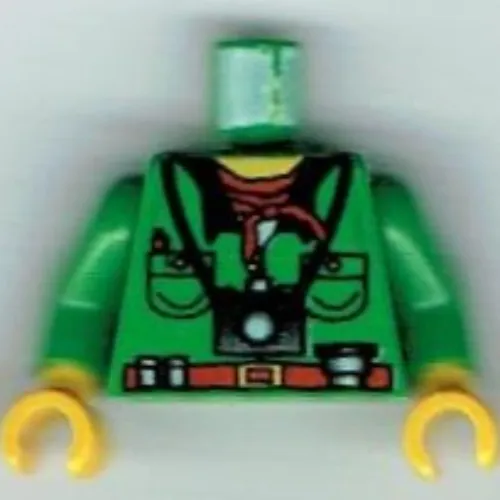 Torso Jacket, Red Bandana, and Camera Print, Green Arms, Yellow Hands