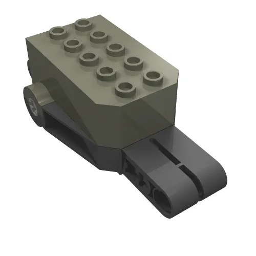 Pullback Motor 9 x 4 x 2 1/3 with Black Base, White Axle Holes, No Studs on Front Top Surface