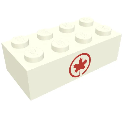 Brick 2 x 4 without Cross Supports with Air Canada Maple Leaf Logo Print