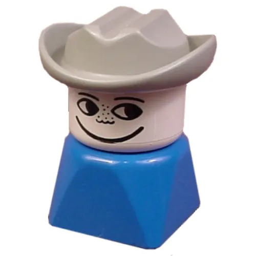 Duplo 2 x 2 x 2 Figure Brick Early, Cowboy Hat Light Gray, Looking Left Print