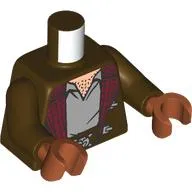 Torso, Jacket, Dark Red Lining, Silver Clasps, Light Bluish Grey Shirt, Light Nougat Chest print, Dark Brown Arms, Reddish Orange Hands