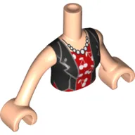 Minidoll Torso Woman Black Jacket, Red Dress, Pearl Necklace print with Light Nougat Hands