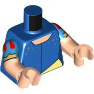 Torso, Dual Molded Arms, Dress, Gold Stars, Yellowish Green Under Dress, Red Decorations on Arms, Gold Bracelets print, Dark Azure Sleeves Pattern, Light Nougat Arms and Hands