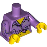 Torso Shirt Tied at Waist with Purple and Silver Circles Print, Medium Lavender Arms with Purple and Silver Circles Print, Yellow Hands