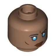 Minifig Head Dr. Liet-Kynes, Black Eyebrows, Dark Azure Eyes, Dark Red Lips / Silver Mask