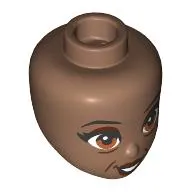 Minidoll Head, Thin Black Eyebrows, Dark Red Eyeshadow, Lips, Brown Eyes, Wrinkles