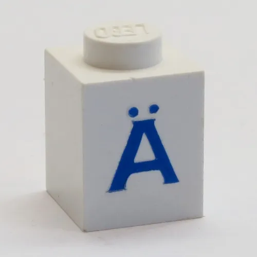 Brick 1 x 1 with Blue 'Ä' Print