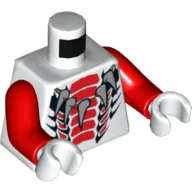 Torso Snake with Five Tooth Necklace with Expanded Red and Black Scales Print, Red Arms, White Hands