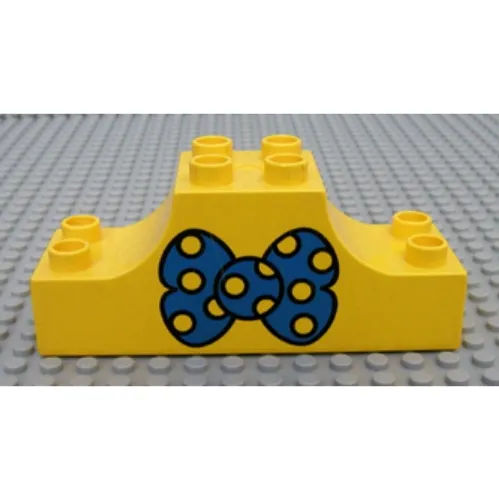 Duplo Brick 2 x 6 x 2 with Curved Ends and Bow Tie Print