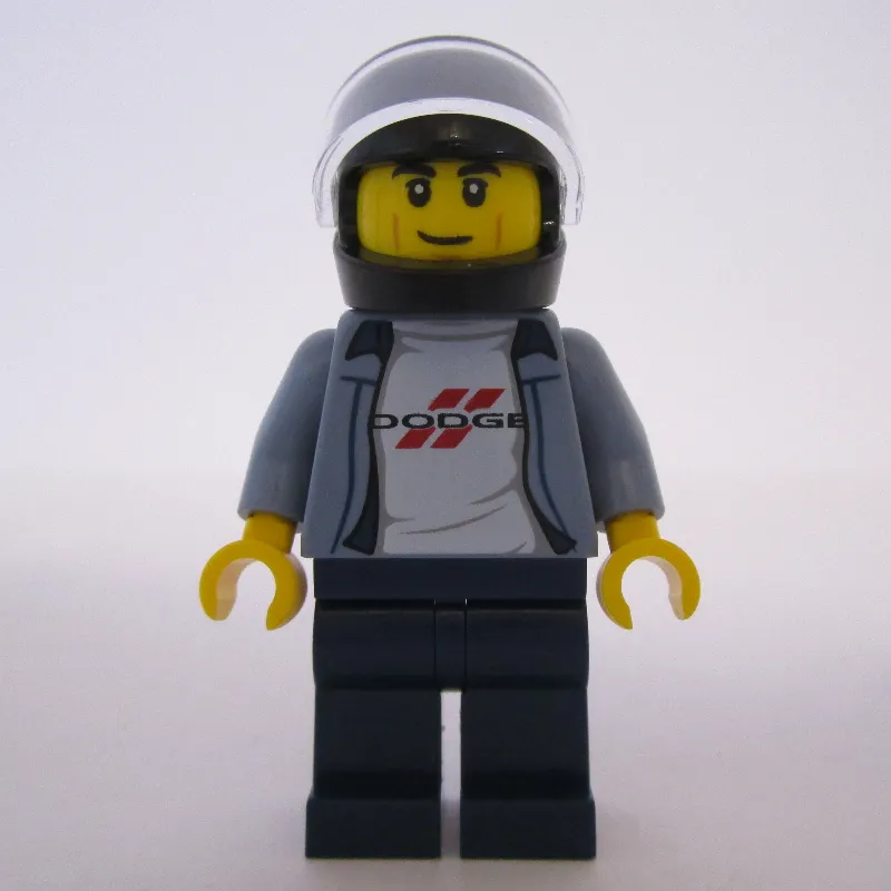 Race Driver, Sand Blue Torso, Dark Blue Legs, Black Helmet, Dodge