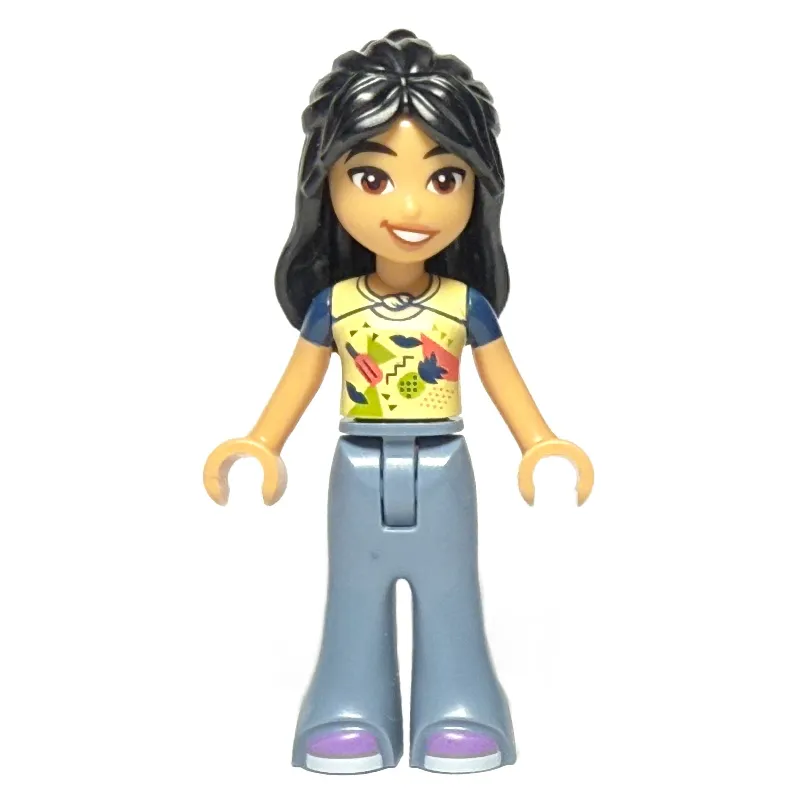 Liann - Bright Light Yellow Top, Sand Blue Pants