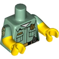 Torso, Dual Molded Arms, Shirt, Pockets, Badge, Black Belt, Radio Print, Sand Green Sleeves Pattern, Yellow Arms and Hands
