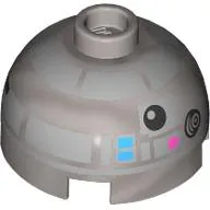 Brick Round 2 x 2 Dome Top, Vented Stud with Dark Azure Squares Astromech Droid Print (R2-BHD)
