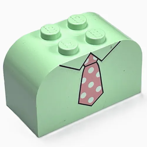 Brick Curved 2 x 4 x 2 Double with Necktie Pink Print