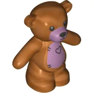 Animal, Bear / Teddy, Arms Down with Black Eyes, Nose and Mouth / Lavender Belly with Heart Print