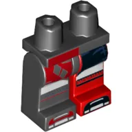 Hips and Red Left Leg, Black Right Leg with Shorts with Diamonds, White Legs, and Toe Caps Print