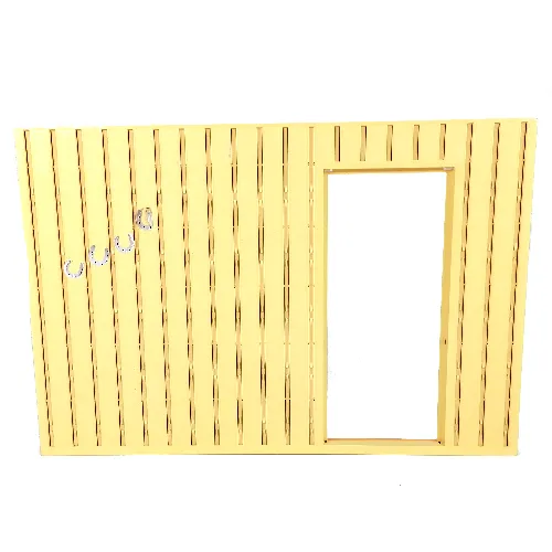 Scala, Building, Wall, Vertical Grooved 40 x 2 x 22 2/3 with Door Opening, Plain White Stripe on Medium Orange Print