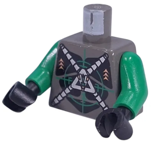 Torso Insectoids Silver X on Green Verniers Print, Green Arms, Black Hands