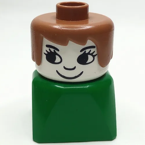 Duplo 2 x 2 x 2 Figure Brick Early, Long Swept Hair Fabuland Brown, Eyelashes Print