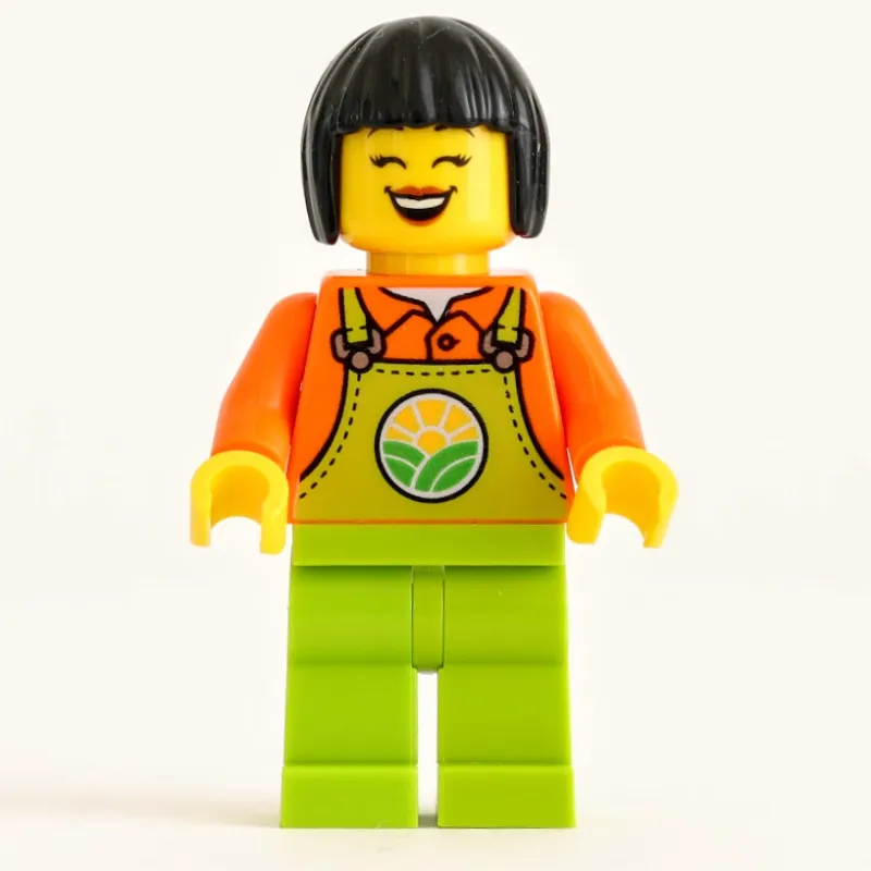 Farmer, Woman, Lime Overalls, Black Hair