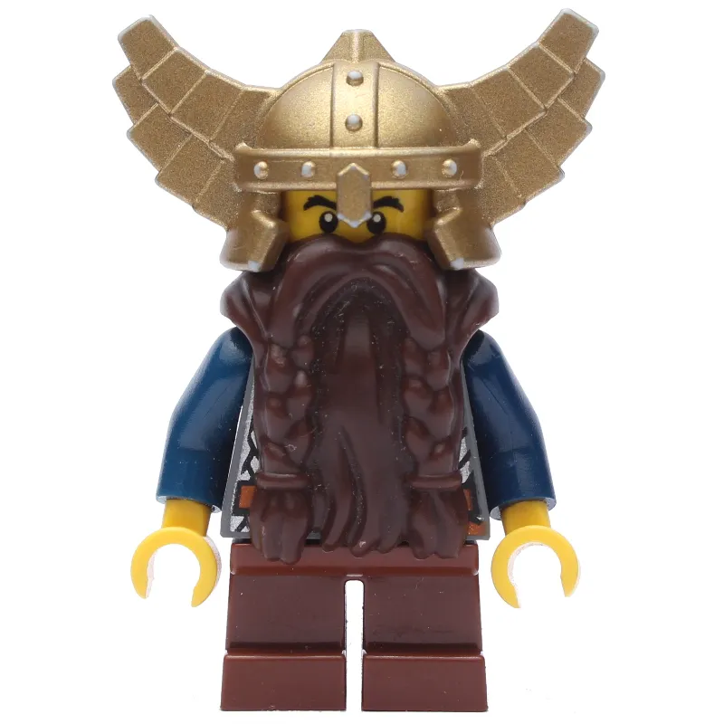 Dwarf, Dark Brown Beard, Metallic Gold Winged Helmet